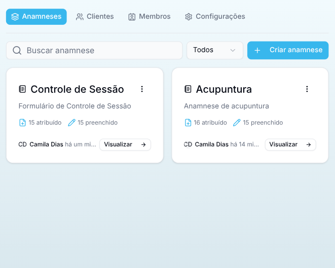 Formulários de controle